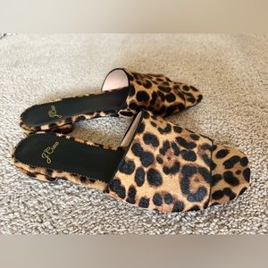 J. Crew Abbie leopard print calf fur sandal